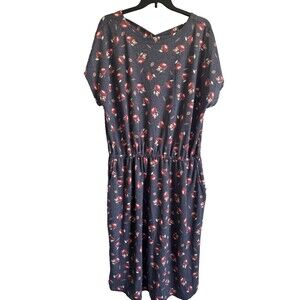 NWT LuLaRoe Dress Size 2X Isla Cross Back Elastic Waist Gray Floral  Pockets
